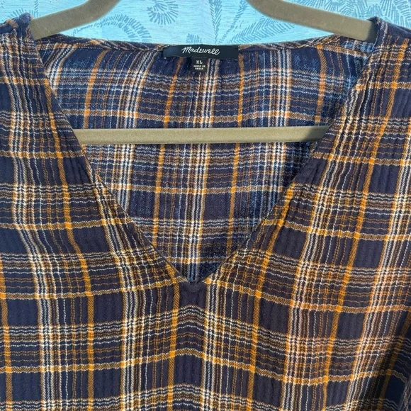 Madewell Plaid Button Down Shirt in Brown and Black - Picture 2 of 4